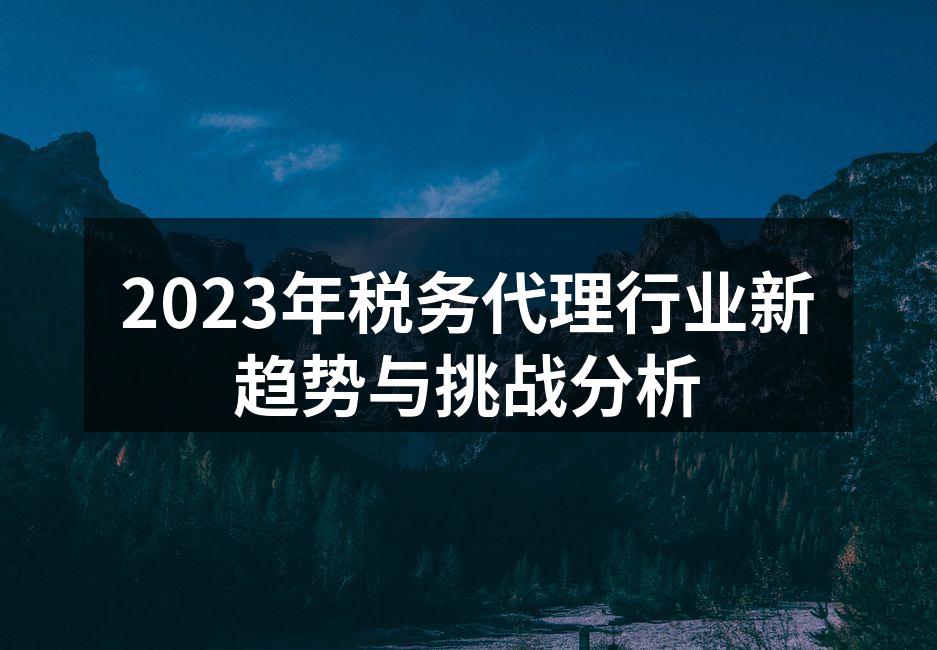 2023年税务代理行业新趋势与挑战分析