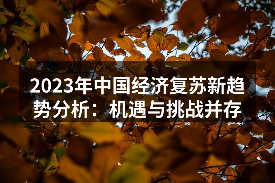 2023年中国经济复苏新趋势分析：机遇与挑战并存